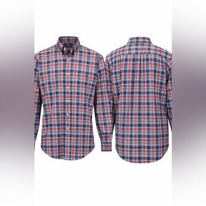 Ralph Lauren Plaid Button Down Shirt Mens 2XB Big Tall Blue Red Pony Logo